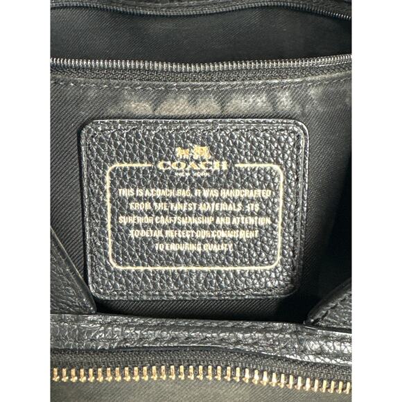 COACH Original Pebbled Turnlock Chain 3 Compartment Tote Shoulder Bag Black/Gld - Picture 15 of 16